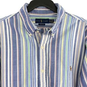 Polo Ralph Lauren‎ Men's XXL Classic Fit Striped Shirt Blue Green Yellow Cotton